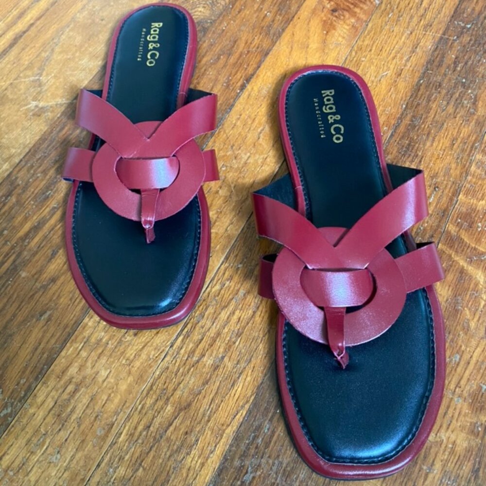 Burgundy Flat Slip Ons - Rag & Co - Red/Burgundy - Size 9